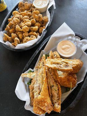 Fried Mushrooms and Cajun Egg Roll