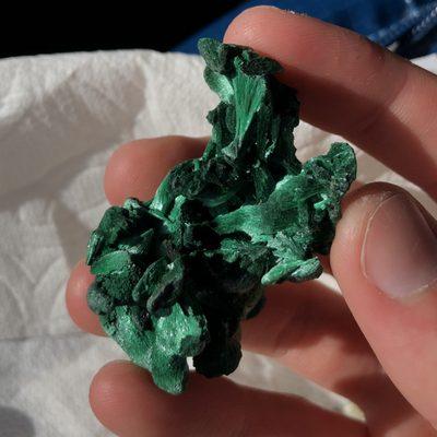 Fibrous malachite, Congo.