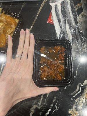 Portion sizes next to my hand :( sides are all around $10