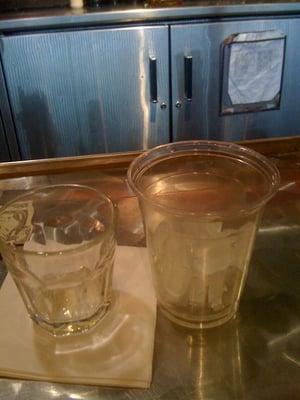 My empty glasses of 15 min ( he saw me taking picture and ran to refill)