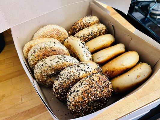 Dozen bagels-plain, sesame, sea salt & herb, everything