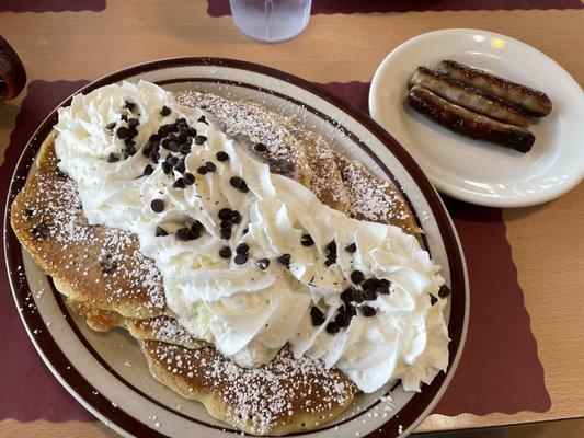 Chocolate Chip Pancakes and Sausage Links