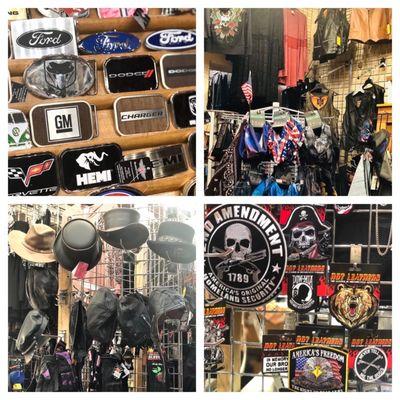 Unique leather items , patches, biker wear for men and women. And of course belt buckles