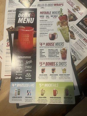 Drink menu