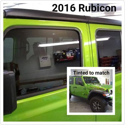 2016 Rubicon: 2 front window tinted to match