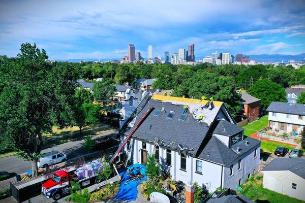 Complete re-roof of historical church in Denver, CO. Install is a "cold" roof design with completely vented decking and R-30 insulation.