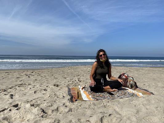 Instructor extraordinaire Adrienne following a beautiful 9am beach yoga lesson.