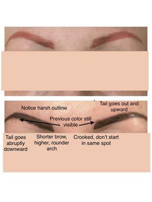 Permanent eyebrow shape and color "correction"