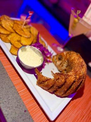 Fried Red Snapper and green plantains