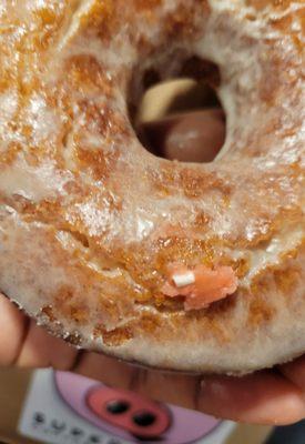 Cornbread donut...bumped up against my passion fruit glazed inside the bag for a speck of fruity sweetness on the side.