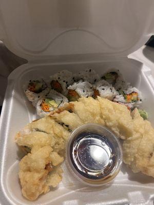 Veggie roll and yam yam tempura fried