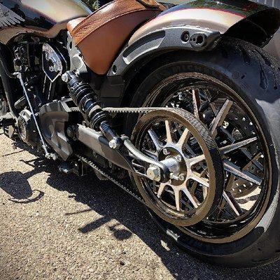 Matching chrome and black pullies for your new custom motorcycle wheel