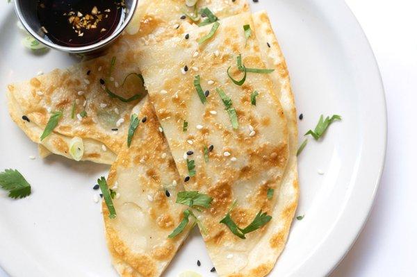 Scallion Pancakes with Soy Ginger Dipping Sauce (Vegan)