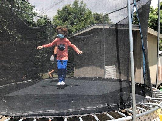 Trampoline Fun with mask