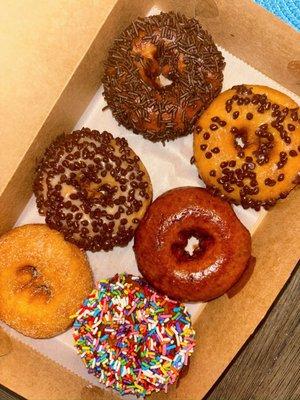 Top left to bottom right: sand dune, Charlie Brown, mud pie, jingle shells, chocolate glaze, and surfer dude