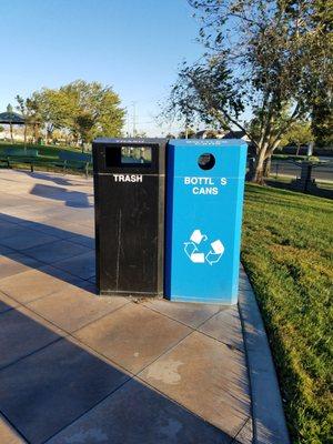 Trash and recycling bins