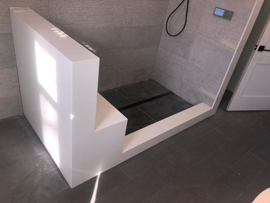 White Quartz Shower Bench & Curb