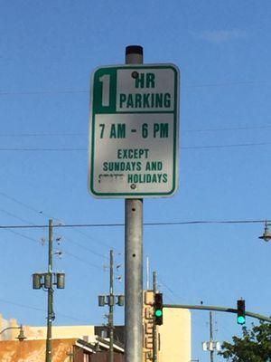 Street parking hours if you decide to park on the main street