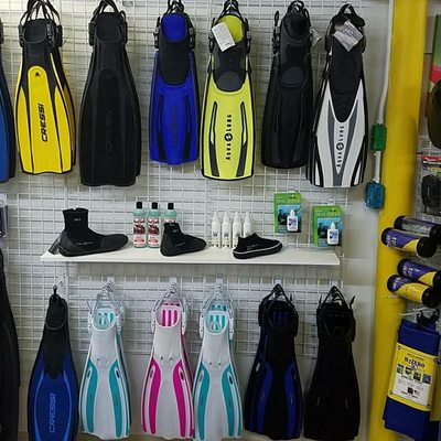 Our selection of fins for you to try on.