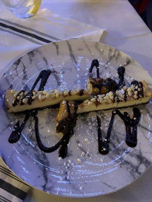 Cheesecake and mini cannolis.