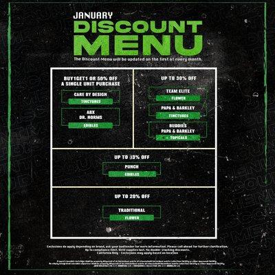 JANUARY DISCOUNT MENU