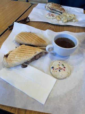 French dip with cookie