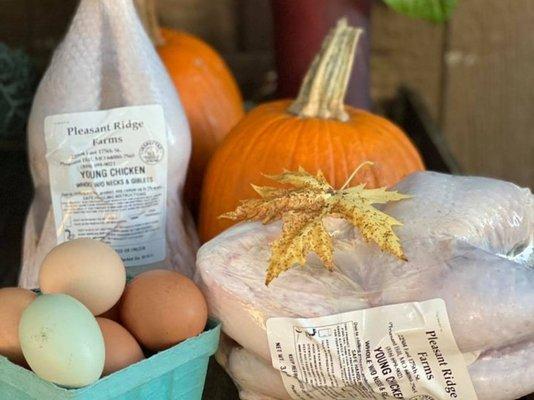 Farm fresh chicken, eggs and seasonal produce are all available.