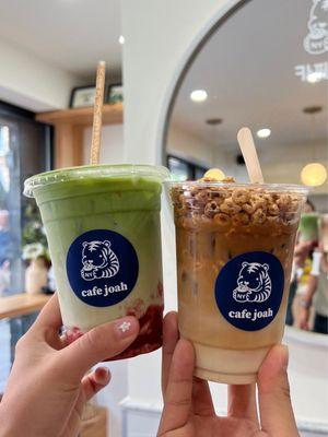 jolly pong latte, strawberry matcha