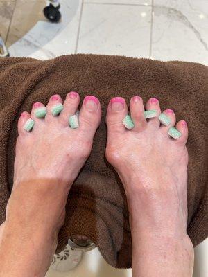 Pink French pedicure. FABULOUS