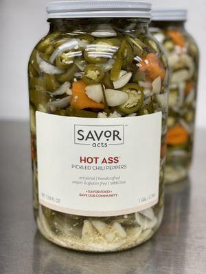 Our women owned, small business: Savor Acts HOT ASS pickled chili peppers! Handcrafted, small batch; made in Las Vegas!!