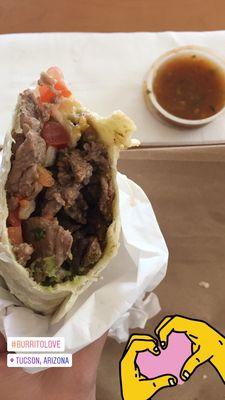 Delicious carne asada burrito