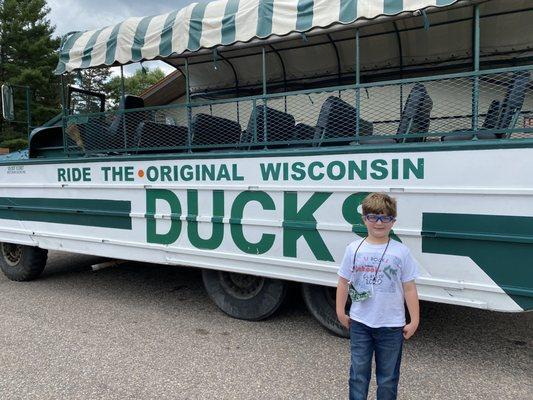 My son after we rode the Ducks!