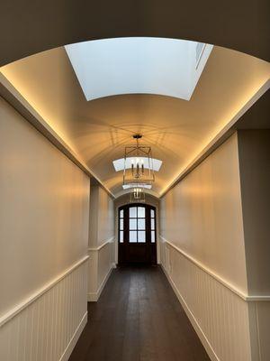 LED Cove lighting brightens up this barrel ceiling