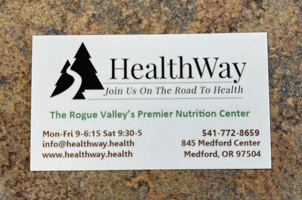 HealthWay business card.