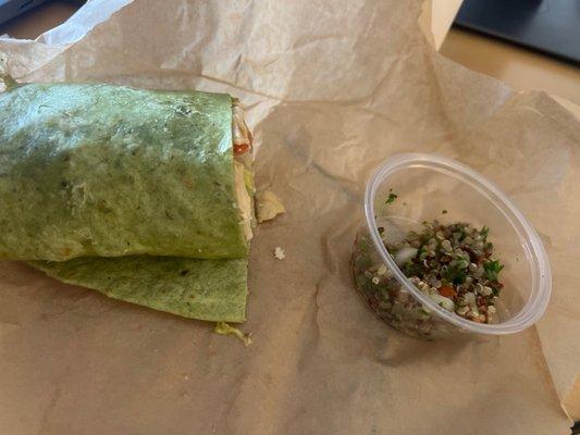 Greek wrap and quinoa salad