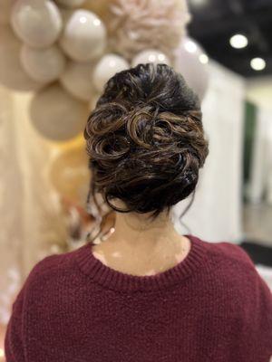 Wedding hair done live at the RI bridal show and wedding expo