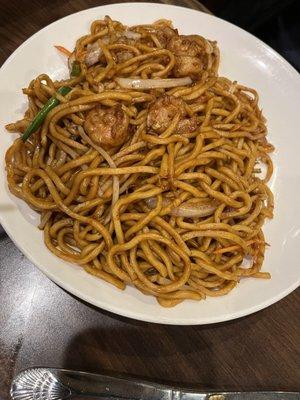 Red Bowl Lo Mein with shrimp