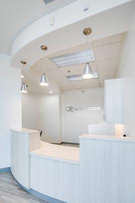 Minimalist modern designed reception desk.