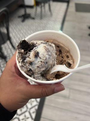 Cookies and Cream Gelato and Chocolate Brownie Ice Cream