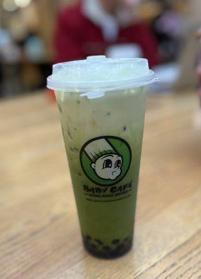 Thai green tea with boba