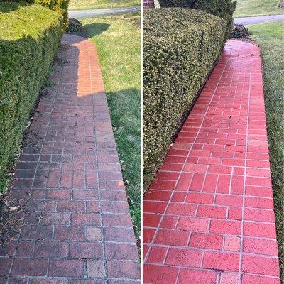 Walkway cleaning with gentle pressure.