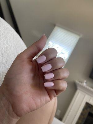 Perfect square hard gel manicure on natural nails