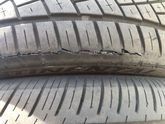 That was the damaged discovered on my tire! Yikes!