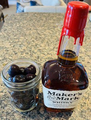 These are your jumbo cherries being prepped for a Manhattan this fall