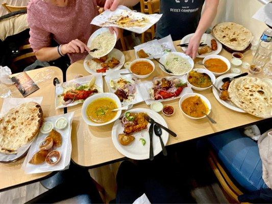 Tandoori Chicken, Daal Fry, Plain Naan, Butter Chicken, Chicken Curry, Chicken Cheese Kabab, Chicken Tikka Masala, Veg Samosa, Kheema Samosa