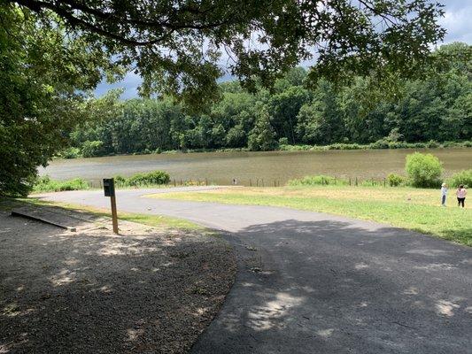 Entrance to lake by parking lot