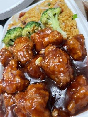 D16. General Tso's Chicken Dinner Combo Platter