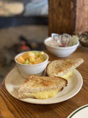 Grilled cheese sandwich (with a side of fruit)