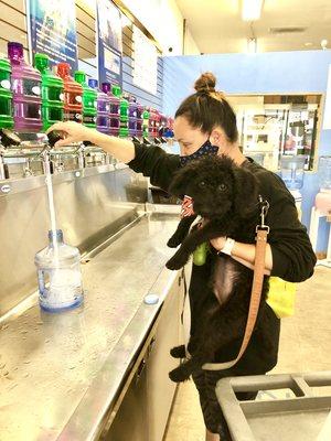 Hydrating with mom.