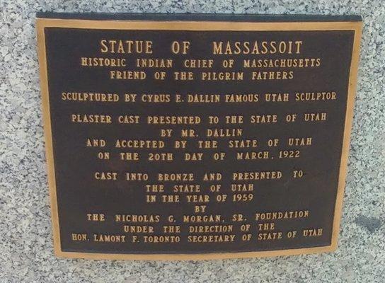 Chief Massasoit Statue at the Utah State Capitol